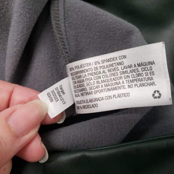 A New Day Faux Leather Leggings Womens XL Green Fleece Lined Matte High Waisted - Picture 15 of 16